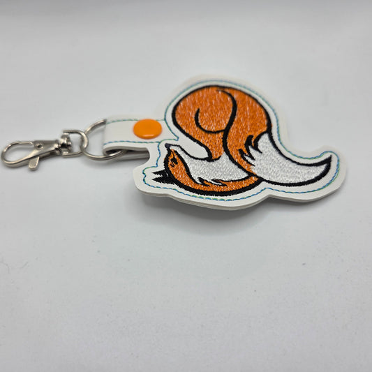 Fox Keychain – Embroidered Snap Tab Charm